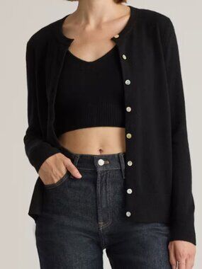 Quince Mongolian Cashmere Cardigan Sweater Black M